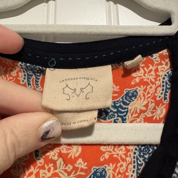 Anthropologie Vanessa Virginia Tiger Print Henley Blouse Size 2 - Picture 4 of 7